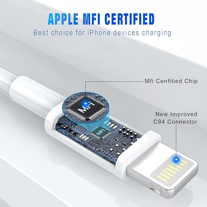 iPhone Charger(3/3/6/6/10FT) 5Pack MFi Certified Lightning Cable Fast Charging Cords Apple Charger Compatible with iPhone 14 13 12 11 XS XR X Pro Max Mini 8 7 6S 6 Plus 5S SE AirPods