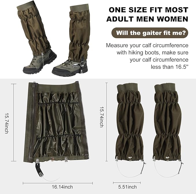 Snake Gaiters for Men Women Adjustable Waterproof Gators for Hiking Boots Lightweight Hunting Snake Guards for Lower Legs Snake Bite Proof Leggings Chaps
