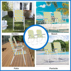 VINGLI Patio Lawn Webbed Folding Chairs Set of 2, Outdoor Beach Chair Portable Dining Chair for Outdoor Yard, Garden (Yellow, Classic)