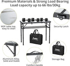 Folding Camping Table, Aluminum Small Folding Table 3 Adjustable Height Max 27.5", Portable Table with Carry Handle, Lightweight, for Outdoor Indoor Travel Camping Picnic BBQ, 34.6" x 15.7"