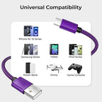 Basesailor for iPhone 17 16 Pro Max Charger Cord,USB to USB C Cable,Type C Charging Power Cord for Apple 17e 15 iPad 10 Air 4 5,Samsung Galaxy S26 S25 S24 S23,Purple,2Pack 3.3FT(1M)