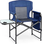 Directors Chair, Camping Chairs for Adults, Heavy Duty Side Table, Lawn Chairs with Side Pockets Carry Straps