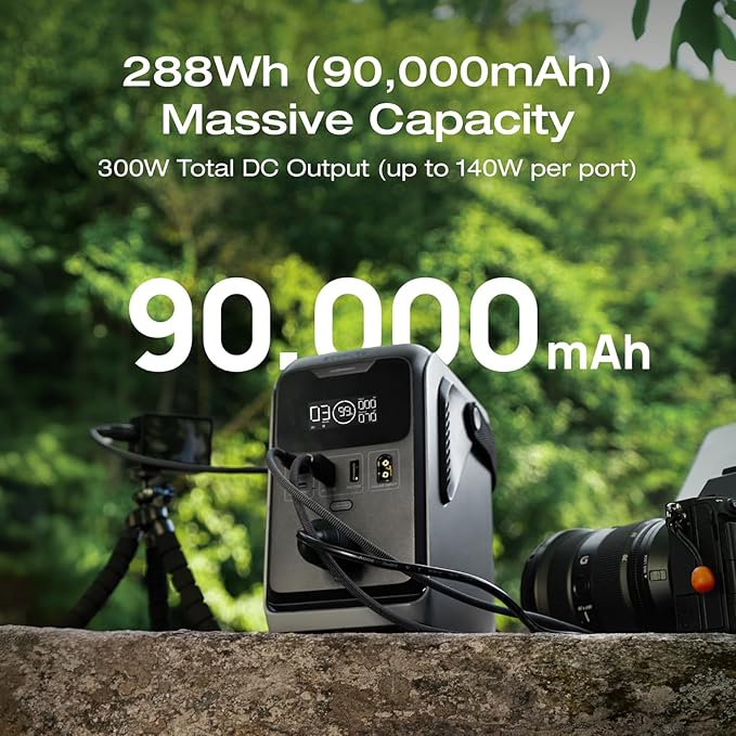 EF ECOFLOW TRAIL 300 DC Portable Power Station, 288Wh LiFePO4 Power Bank, 300W DC Output, Compact Solar Generator for Camping, Travel, and Emergency Power