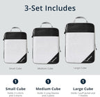 6 Set Compression Packing Cubes for Travel - Compressible, Lightweight, and Space-Saving Packing Cubes, Travel Essentials for Women, Black