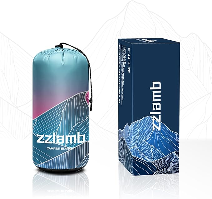 zzlamb Camping Blanket, Outdoor Lightweight Travel Blanket Puffy Portable Down Alternative, Windproof Warm Cloak with Snaps, Cozy Quilt Backpacking Picnic RV Plane Car Hammock Beach Climbing