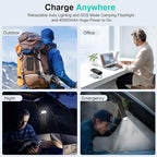 Portable Charger 40000mAh Power Bank Built-in Cable,PD 22.5w Fast Charging Powerbank, LED Display External Battery Pack with Retractable Auto Lighting, Travel Phone Charger for iPhone,Samsung,Google