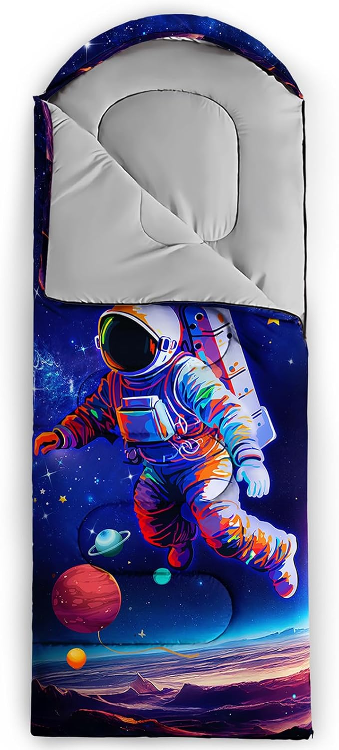 Axolotl Gamepad Sleeping Bag,3 Season Warm and Cool Weather Game Console Sleeping Bag for Boys Teens,Waterproof Lightweight Geometry Hexagonal Sleeping Bag for Traveling,Outdoors Camping,Blue,Black