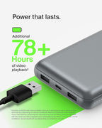 Belkin Portable Charger, USB C Power Bank 20000 mAh w/ 2 USB-A Ports, 15W w/A to C Cable - iPhone 17, Air, Pro, Pro Max, AirPods, Samsung Galaxy S25, iPad, Nintendo Switch 2, Google Pixel 10 - Gray
