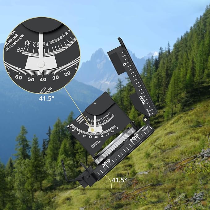 Compass Hiking Survival, IP65 Waterproof Metal Compass with Sighting Clinometer and Carry Bag, Multifunctional, Professional, for Camping Hunting Hiking Navigation