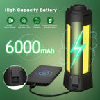 Rechargeable Camping Light with Stand 6000mAh 3.9 ft Max Height, Cordless Camping Lights with 3 LED Lamp Heads, 2000 Lumens Dimmable Magnetic Emergency Flashlight with Detachable Tripod(Green-M)