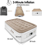 Twin Air Mattress with Built-in Pump, 18 Inch High Inflatable Bed for Camping, Guests & Home – Raised Blow Up Mattress with Storage Bag, Quick Inflation & Deflation, Extra Thick & Waterproof