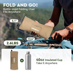 Lightweight Camping Chair, Portable Folding Chair for Camp, Backpacking, Beach, Hiking, Outdoors, Picnics, Khaki