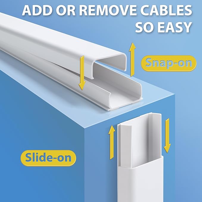 Cord Hider Wall for 4-7 Wires, Cable Management Kit, X-Large 72in Cord Organizer Wall, TV Cable Hider Wire Hider for Wall Hide Cords Wall Mounted TV, Cable Raceway Beige, W1.5in H0.8in