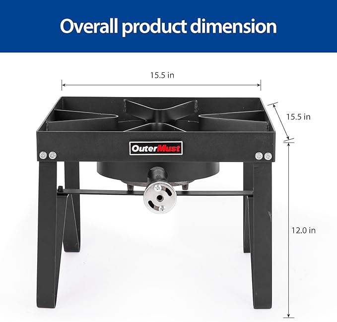 Outdoor Propane Burner Heavy Duty Propane Gas Stoves for Cooking with 10 PSI Regulator and Cast Iron Braided Holes Perfect for Home Brewing, Crawfish Boiler, Turkey Fryer and Seafood Boiler