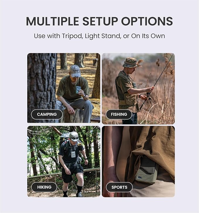 Claymore Clip Fan Khaki – Portable Rechargeable Fan with 5200mAh Battery, 5-Speed Quiet BLDC Motor, Hands-Free Clip Design with Neck Strap, USB-C Charging – Ideal for Camping, Hiking, Outdoor Use