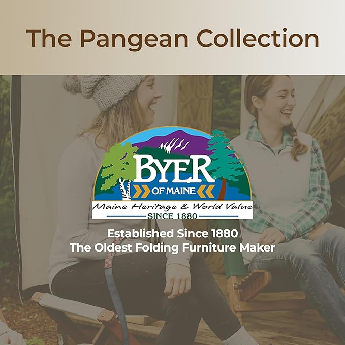 BYER OF MAINE Pangean Folding Stool – Canvas Camp & Wood Camp Stool for Portable & Outdoor Seating in Granite