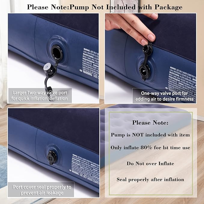 Twin Size Air Mattress Inflatable Bed for Camping & Home, Blow Up Sleeping Pad