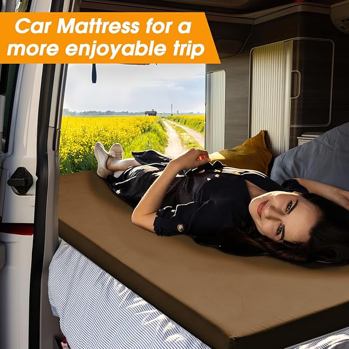 CYMULA Camping Cot Mattress 2in Memory Foam Sleeping Pad,Soft Warm Non-Slip Camping Mattress Topper with Retaining for Adults,Portable Roll up Pad for Travel(75 x30)（only Mattress）