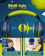 awatrue 2PCS Kids Headphones for School Travel, 85/94dB Safe Volume Limit, 3.5mm Jack, HD Mic, Portable Wired Headphone with Shareport, Stereo Sound On-Ear Headphones for Toddler Kids Girls Boys