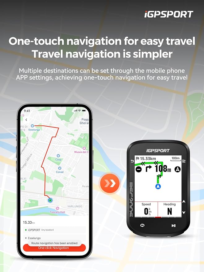 iGPSPORT BSC200S GPS Bike Computer, Wireless Route Navigation 2.4'' Screen Bluetooth ANT+ Cycle Computer IPX7 Waterproof