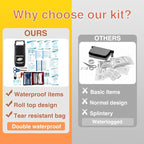 Waterproof First Aid Kit Roll Top Boat Emergency Kit with Waterproof Contents for Fishing Kayaking Boating Swimming Camping Rafting Beach Black