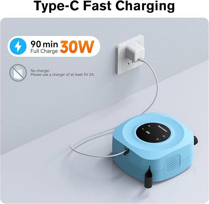 Hydrohero Electric Paddle Board Pump, Rechargeable 20PSI High Pressure SUP Pump, Intelligent Dual Stage Inflation & Deflation, Auto-Off for Stand Up Paddle Boards, Surfing Kite, Tent, Boat