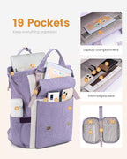 LOVEVOOK Laptop Backpack Purse for Women, Cute College School Backpack Bookbag For Teenager Girls, Teacher Nurse Bags Work Travel Backpack, Business Computer Laptop Bag Daypack, 15.6 Inch, Purple