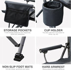 EVER ADVANCED Oversized Folding Camping Chair, for Adults Heavy Duty Lawn Chair with Side Pockets, Portable Collapsible Quad Chair for Outside, Support Up to 500lbs, Grey