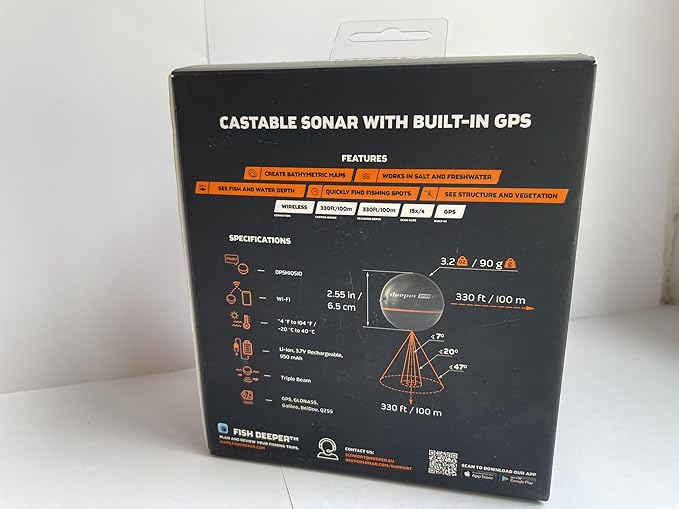 Deeper PRO+ 2 Sonar - Portable Fish Finder and Depth Finder for Kayaks, Boats and Ice Fishing with GPS Enabled | Castable Deeper Sonar with Free User Friendly App