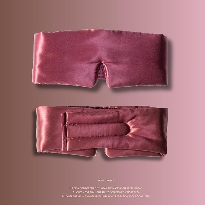 Silk Eye Mask - 100% Pure Mulberry 22 Momme Silk Sleep Mask, Adjustable Sleep Mask for Women and Men (Adjustable, Cloud Burgundy)