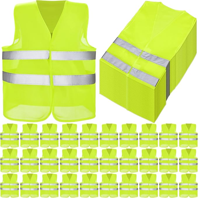 JaGely High Visibility Safety Vest Bulk Reflective Mesh Security Vest for Men Women Work Cycling Runner Neon
