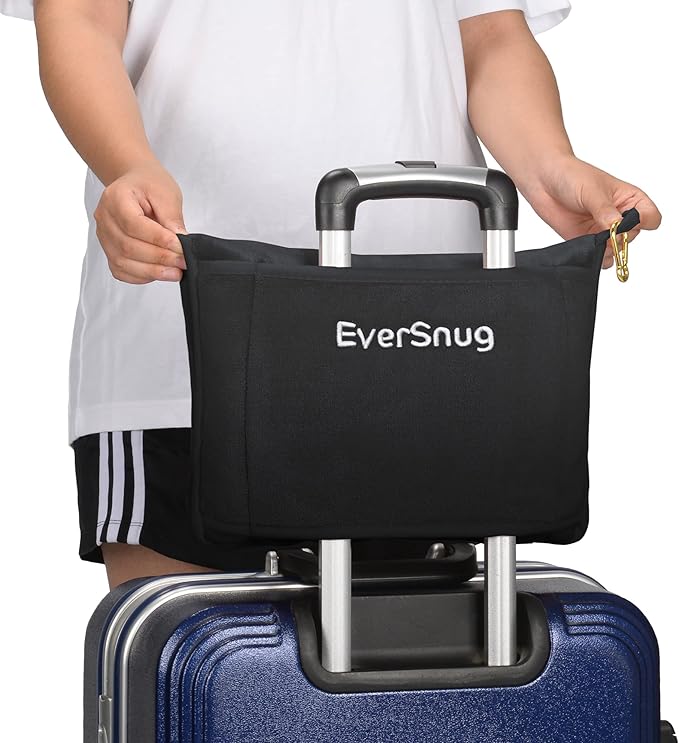 EverSnug Travel Friendly Blanket and Pillow Bundle – Airplane Travel Essentials with Soft Bag Pillowcase for Women & Kids | Color Includes Black & Teal