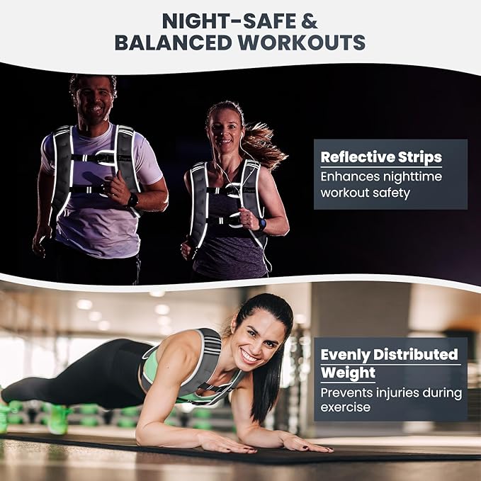 Fragraim Weighted Vest for Women Men - 8lb/10lb/12lb/16lb/22lb/25lb/30lb Weight Vest with Reflective Stripe, Detachable Phone Pouch, Ideal for Walking, Strength Training, Running, Workout, Cardio