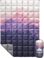 zzlamb Camping Blanket, Outdoor Lightweight Travel Blanket Puffy Portable Down Alternative, Windproof Warm Cloak with Snaps, Cozy Quilt Backpacking Picnic RV Plane Car Hammock Beach Climbing