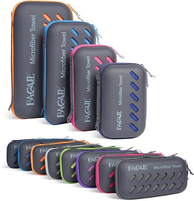 BAGAIL Camping Towel with EVA Case, Compact & Ultra Soft Microfiber Travel Towel - Super Absorbent & Lightweight Quick Dry Towels for Sports, Beach, Gym, Backpacking, Hiking and Yoga