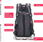 Bseash 50L Hiking Backpack, Water Resistant Lightweight Outdoor Sport Daypack Travel Bag for Camping Climbing Skiing Cycling (Blue - No Shoe Compartment)