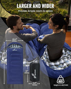 Sportneer Sleeping Bags for Adults, 0 Degree Sleeping Bag XL Flannel Winter Cold Weather Sleeping Bag with Detachable Hood Compression Sack for Camping, Backpacking, Hiking