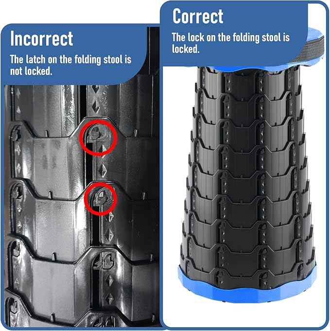 Upgraded Foldable Stool Thickened Set of 2, Portable Collapsible Stool Retractable Stool, Foldable Portable Collapsible Chair for Fishing, Hiking Tours, BBQ, Parties, Outdoor Activities (Blue)
