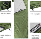 Ultralight Sleeping Bag - Envelope Lightweight Portable, Waterproof, Comfort with Compression Sack - Great for 3 Season Traveling, Camping, Hiking