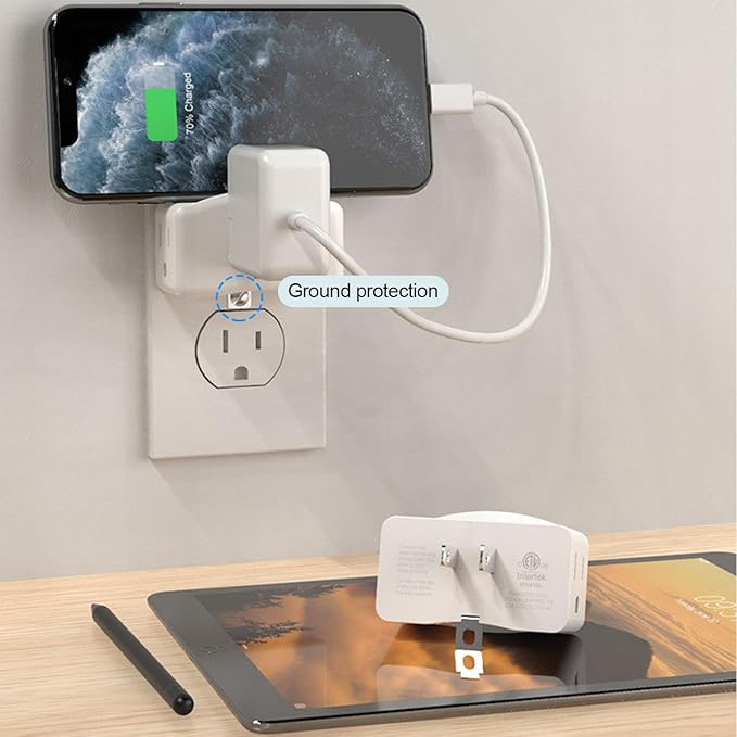 ETL Listed 3 Prong to 2 Prong Grounded Adapter, FiiMan 3 Pin to 2 Pin Polarized Plug Extender Power Strip Triple Outlet Converter, 3-Sided Outlets Wall Plug Splitter for Household Appliances,White(1)