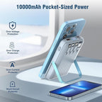 Wireless Portable Charger 10000mAh,Magnetic Power Bank with Built-in Cables LED Display,22.5W PD Fast Charging for Magsafe Battery Pack Compatible with iPhone16/15/14/13/12/Pro/Pro Max(Blue)
