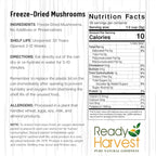 Ready Harvest Freeze-Dried Mushroom for Emergency Food Supply | Camper Must-Haves Camping Essentials | Hurricane Preparedness Items, Survival Food, Pantry Staples | #10 Can | 25-Year Shelf Life