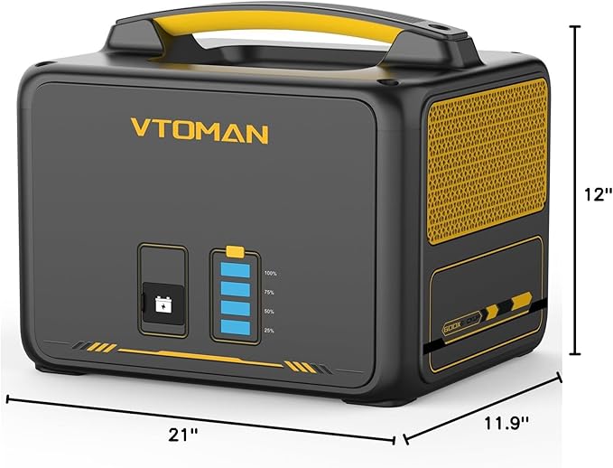 VTOMAN Jump 600X Portable Power Station with Extra Battery, 600W/939Wh LiFePO4 Battery Solar Power Station with 600W Constant-Power, Regulated 12V DC, PD 60W USB-C for Camping, Off-grid, Home Backup