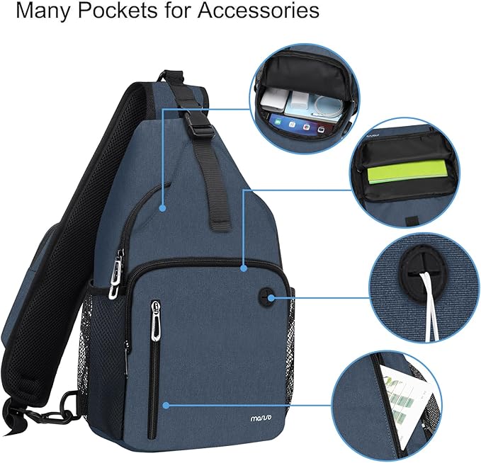 MOSISO Sling Backpack Bag, Crossbody Shoulder Bag Travel Hiking Daypack Chest Bag with Front Square Pocket&USB Charging Port