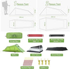 Night Cat Ultralight Tunnel Tent: Waterproof Lightweight Two People Backpacking Tent for Outdoor Camping Hiking Treeking with Double Layers Aluminum Poles and Footprint