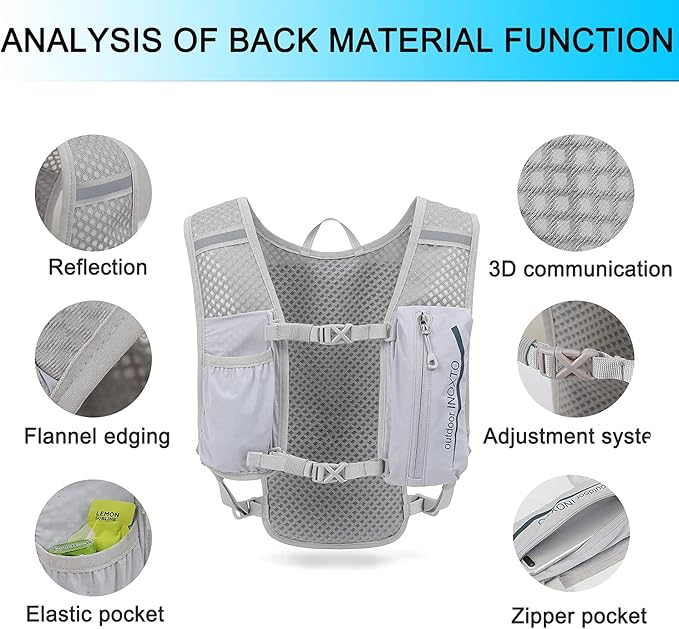 INOXTO Running Hydration Vest Backpack,Lightweight Insulated Pack with 1.5L Water Bladder Bag Daypack for Hiking Trail Running Cycling Race Marathon for Women Men