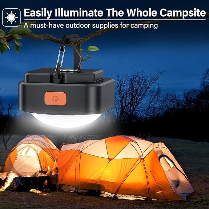 Rechargeable Camping Lights FLY2SKY 4Pcs Black Tent Lights Mini Flashlight Portable LED Camping Lantern Survival Gear Camping Accessories for Hiking Backpacking Fishing Hurricane Emergency Outage