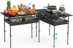 Briwooody 2 Pack Portable Folding Camping Table, Adjustable Height Aluminum Roll-Up Outdoor & Indoor Picnic Table with Large Carry Bag for Beach, BBQ, Travel & Backyard (47.2 x 21.65 Inches)