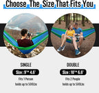 Grassman Camping Hammock Double & Single Portable Hammock with Tree Straps, Lightweight Nylon Parachute Hammocks Camping Accessories Gear for Indoor Outdoor Backpacking, Travel, Hiking, Beach