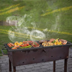 only fire Foldable X-Marks Fire Pit Cooking Grate, Portable Rectangle Campfire Grill Grate with Handles, Heavy Duty Steel Campfire BBQ Grill for Outdoor, 40 inch